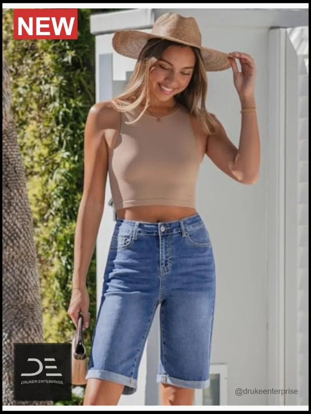 High Waisted Bermuda Jean Shorts 12